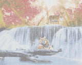 Diamond Art lærred tiger/vandfald 40 x 50 cm