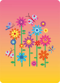 Diamond Art blomster/sommerfugle 13 x 18 cm