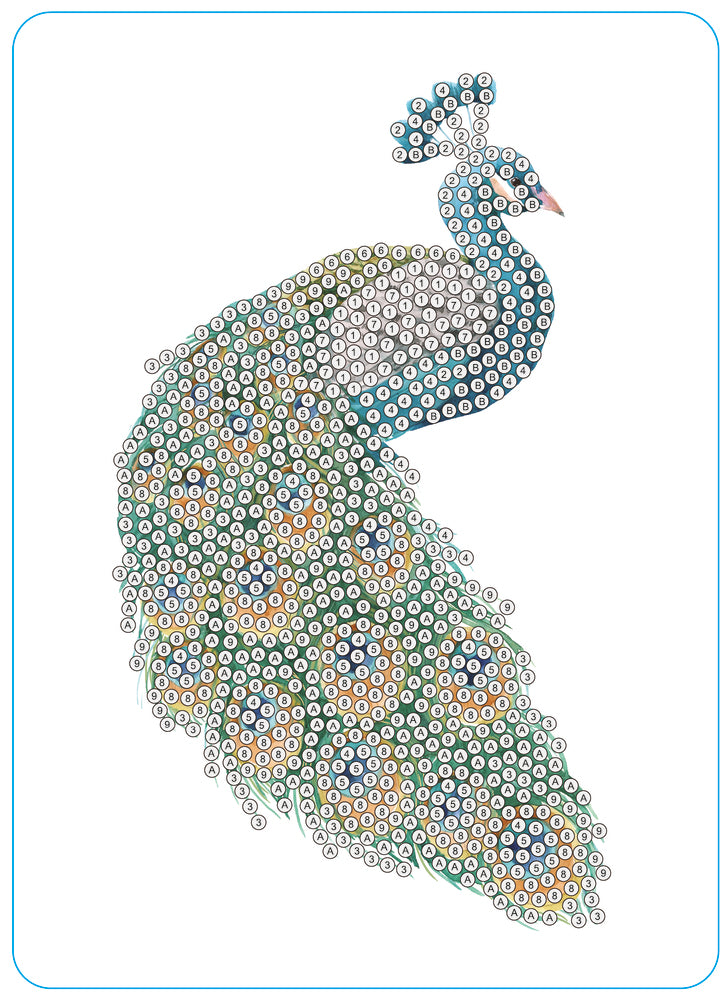 Diamond Art påfugl 13 x 18 cm