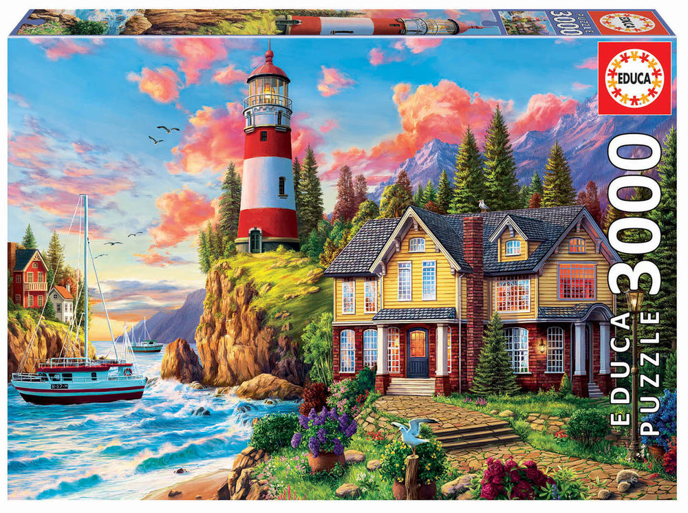 Puslespil lighthouse near the ocean 3000 brikker