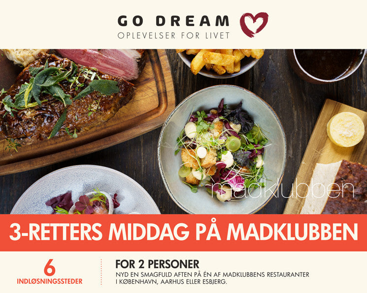 GO DREAM 3-retters middag på Madklubben