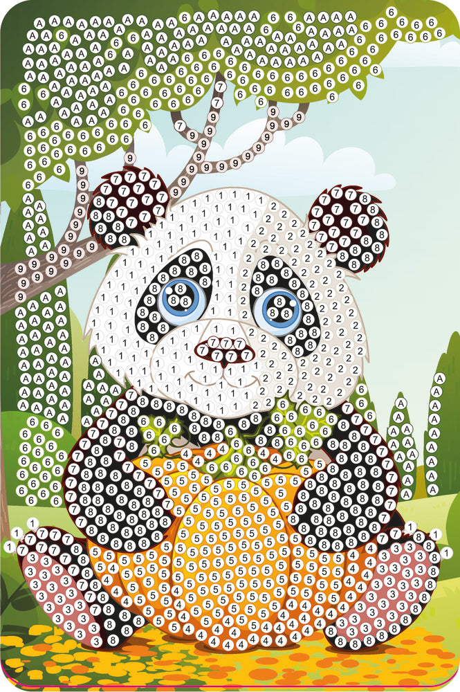 Diamond Art panda m/græskar 10 x 15 cm