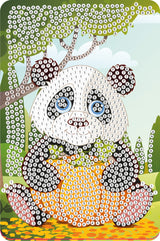 Diamond Art panda m/græskar 10 x 15 cm