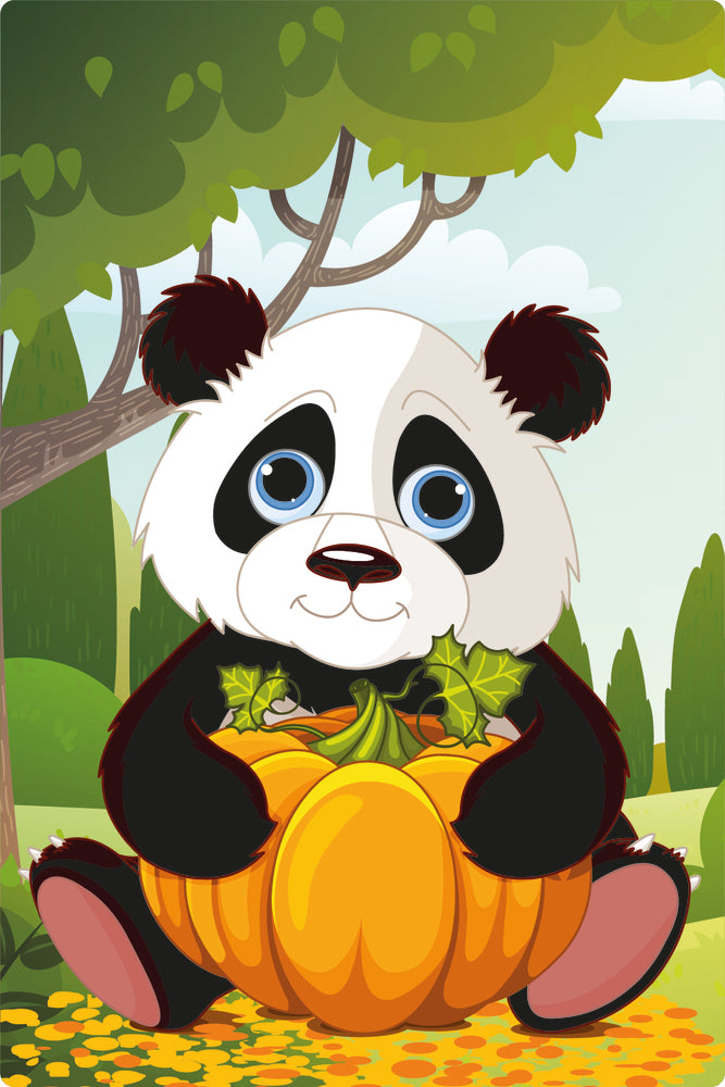 Diamond Art panda m/græskar 10 x 15 cm