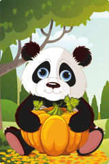 Diamond Art panda m/græskar 10 x 15 cm