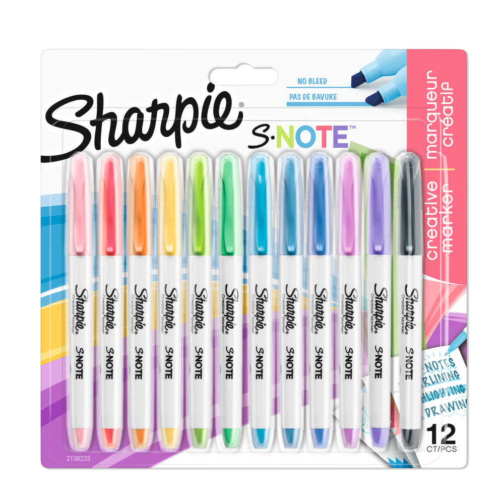 Markersæt/highlighter Sharpie S-Note 12 stk. Ass. Farver