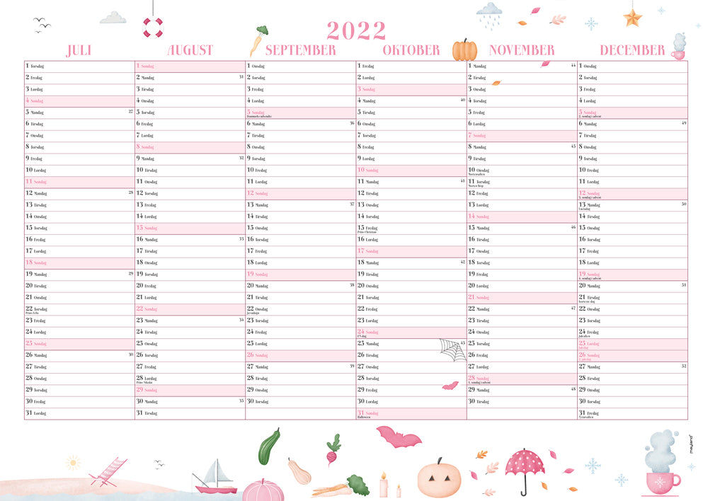 Vægkalender A3 Annies 2022 30 x 42 cm Mayland