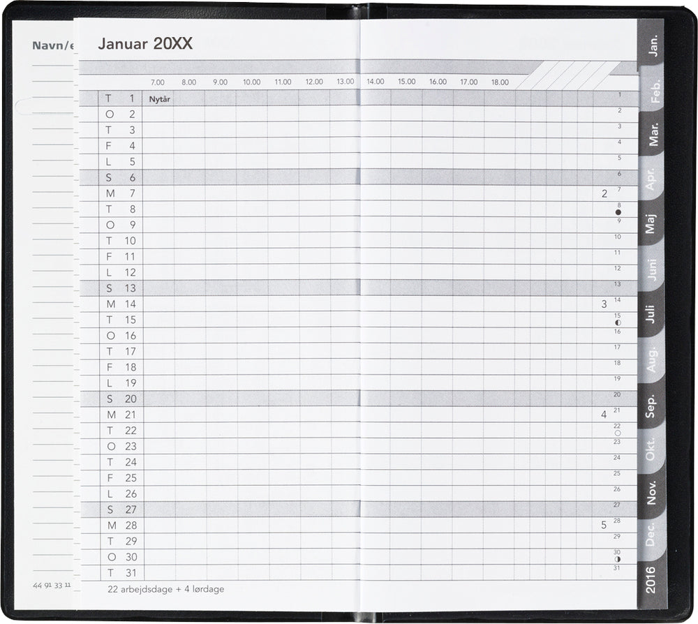 Basic måned pp sort 2022 9 x 17 cm Mayland