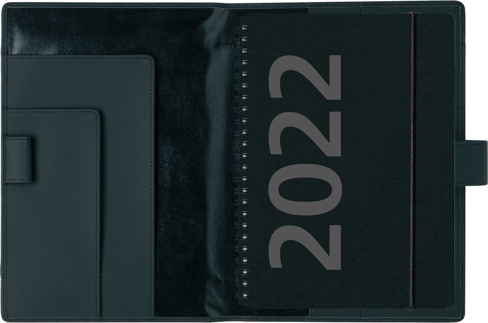 Ugekalender A5 højformat 2022 skind sort Mayland