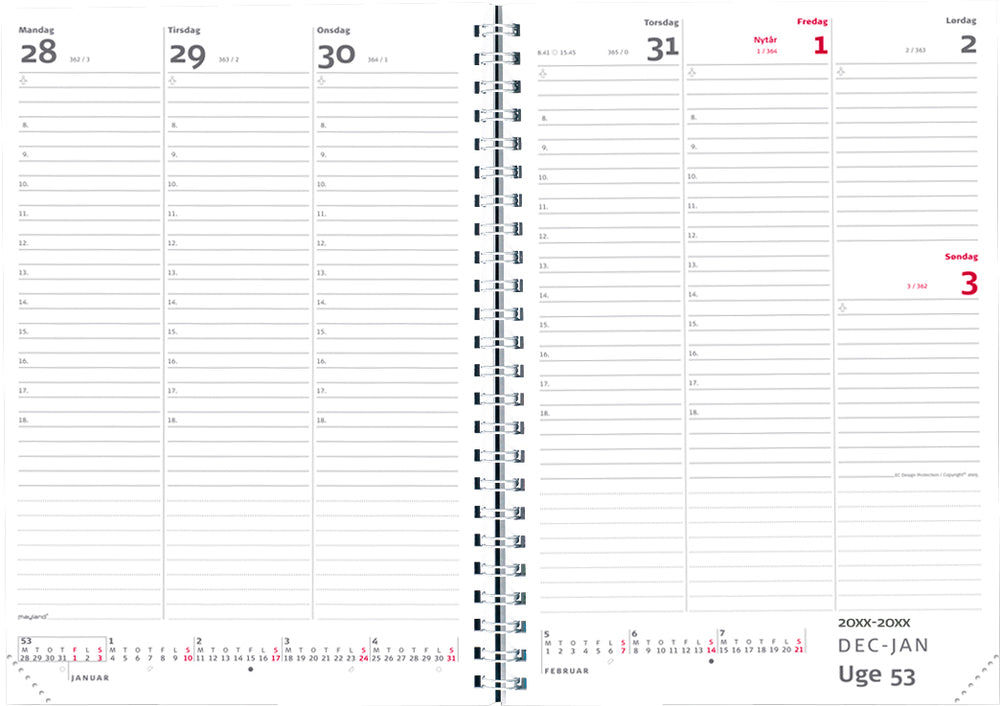 Ugekalender A5 højformat m/4 illu. pp 2022 Mayland