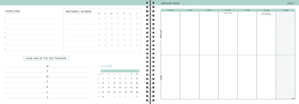Life planner A5 week green ambitions 2022 Mayland