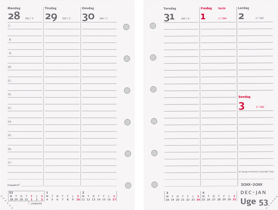 System mini ugekalender højformat refill 2022 Mayland
