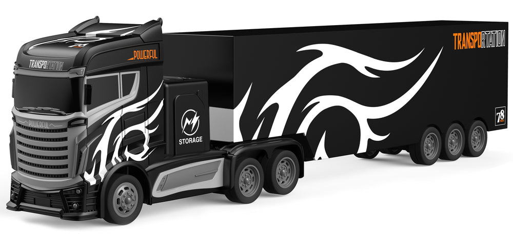 Rc lastbil med trailer og skilte