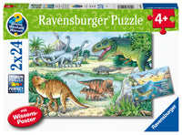 Puslespil Dinosaurs of land and sea 2x24 brikker