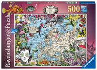 Puslespil European Map - Quirky Circus 500 brikker