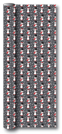 Gavepapir grå snemand/pingvin 3 m x 70