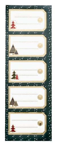 Stickers til/fra grøn/guld juletræer 2 ark 10 stk