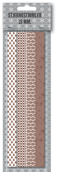 Stjernestrimler hvid/rosegold m/rosegold foil 15 mm 20 stk