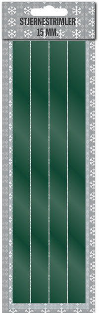 Stjernestrimler grøn mat metallic 15 mm 16 stk