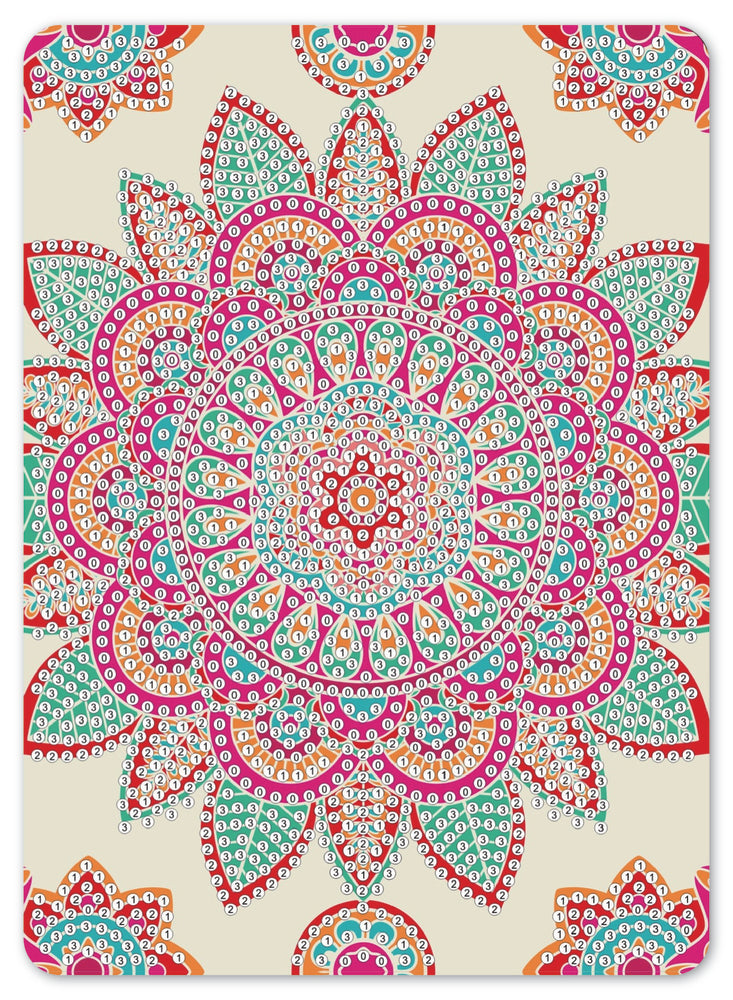 Diamond Art mandala rød/grøn/pink 13 x 18 cm