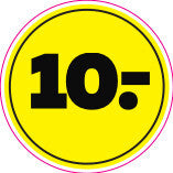 Etiket 10,- gul ø40mm / 100 stk