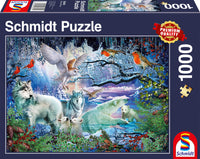 Puslespil Wolves in a winter forest 1000 brikker