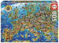 Puslespil crazy european map 500 brikker