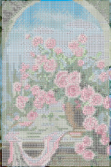 Diamond Art vindue m/ lyserøde roser 20 x 30 cm