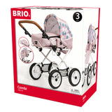 BRIO Kombi dukkevogn, dråbemønster, pink