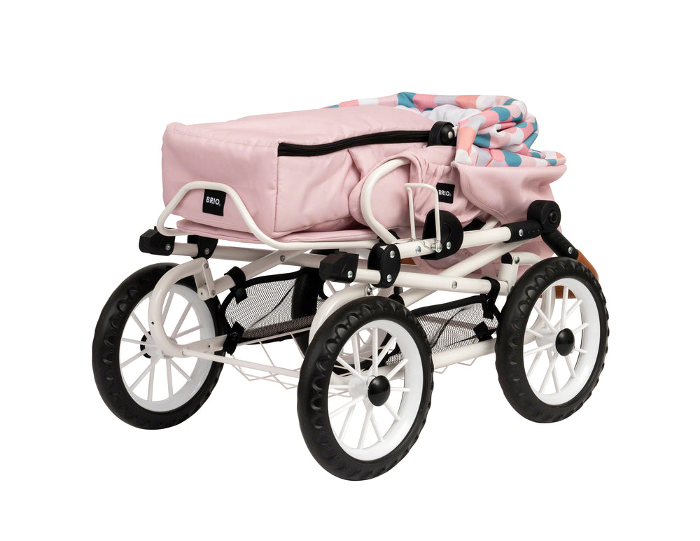 BRIO Kombi dukkevogn, dråbemønster, pink