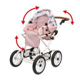 BRIO Kombi dukkevogn, dråbemønster, pink
