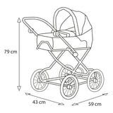 BRIO Kombi dukkevogn, dråbemønster, pink