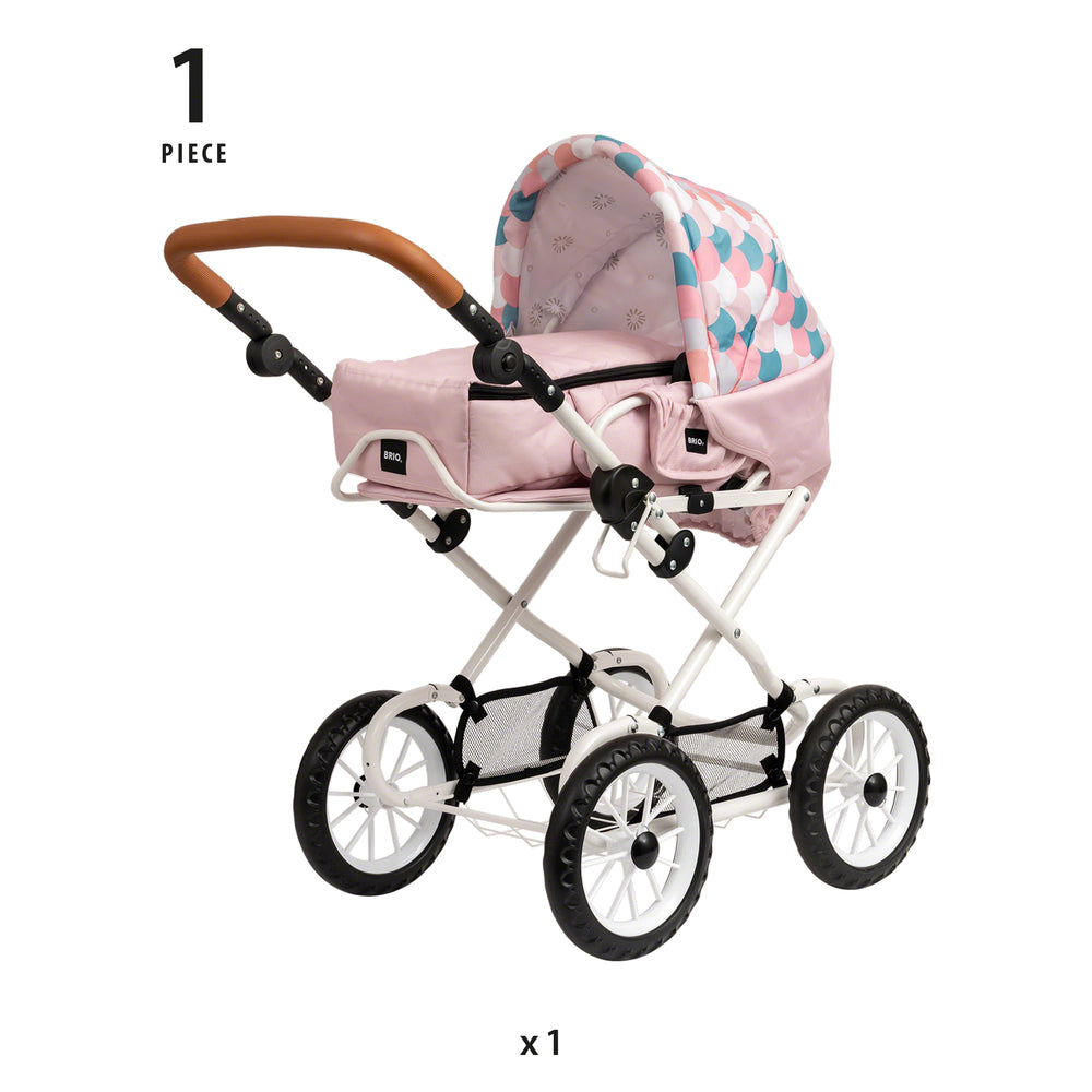 BRIO Kombi dukkevogn, dråbemønster, pink