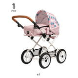 BRIO Kombi dukkevogn, dråbemønster, pink