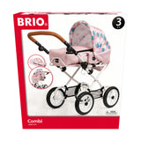 BRIO Kombi dukkevogn, dråbemønster, pink