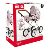 BRIO Kombi dukkevogn, dråbemønster, pink