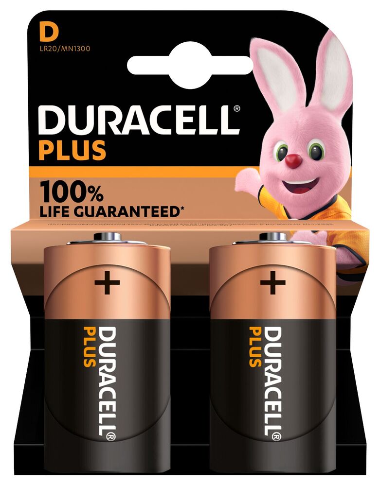 BATTERI DURACELL Plus Power D 2 pk