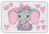 Diamond Art baby elefant/blomster 10 x 15 cm