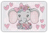 Diamond Art baby elefant/blomster 10 x 15 cm