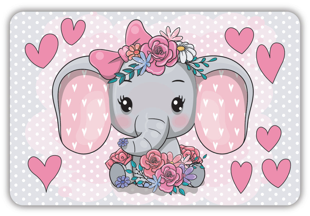 Diamond Art baby elefant/blomster 10 x 15 cm