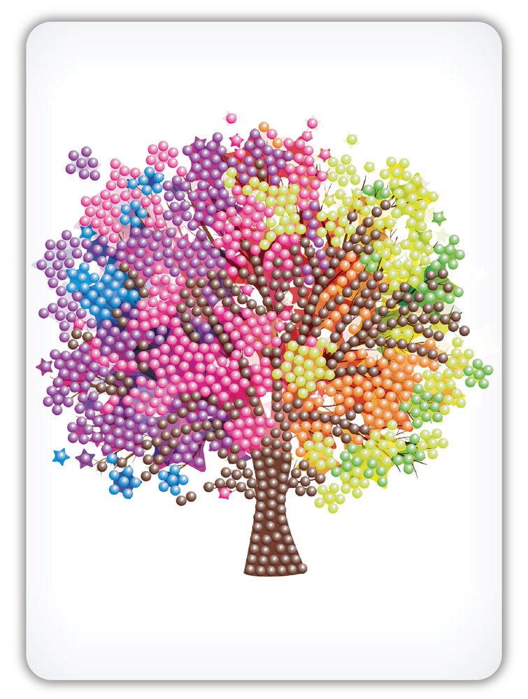 Diamond Art træ m/stjerner farverig 13 x 18 cm