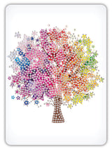 Diamond Art træ m/stjerner farverig 13 x 18 cm