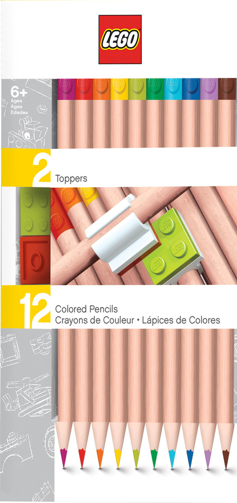 LEGO stationery 12 farveblyanter med 2 LEGO-klods toppe