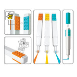 LEGO highlighters, 3 stk. orange, gul og tyrkis i box