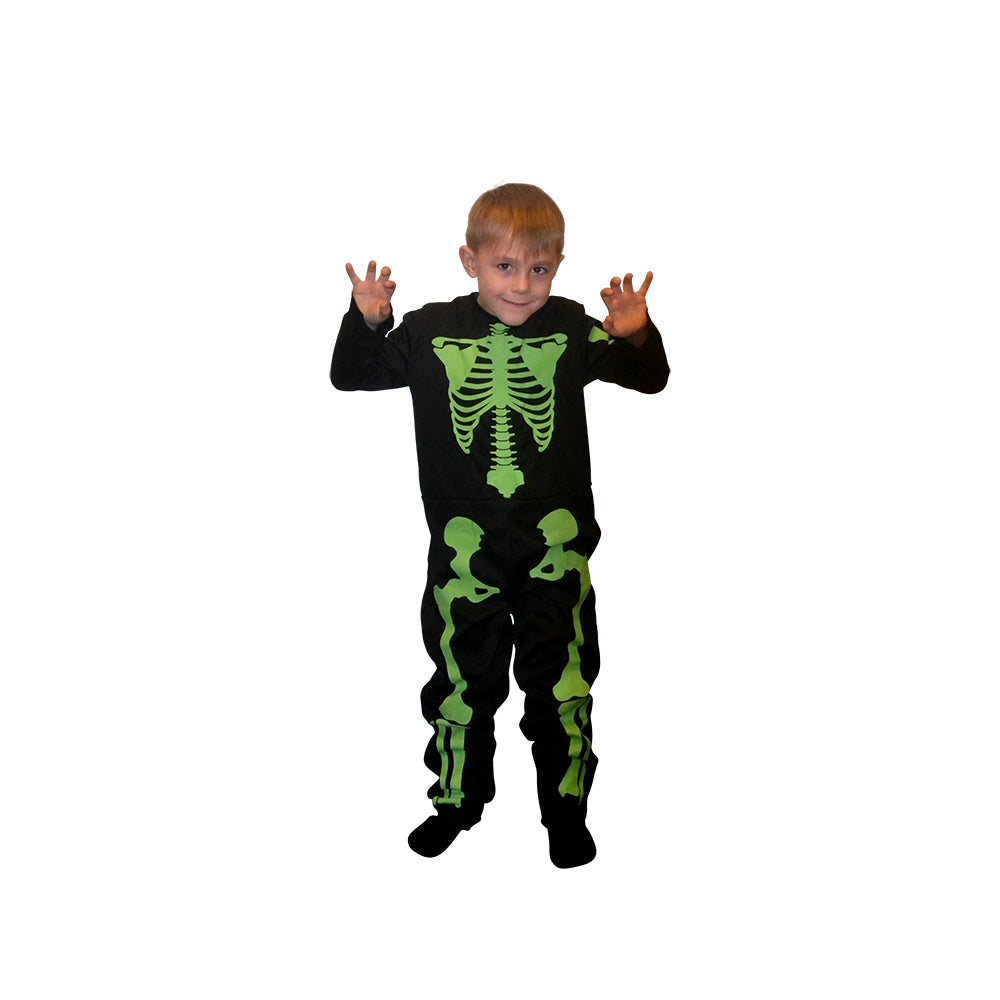 SELVLYSENDE SKELET KOSTUME STR. 110-116