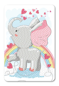 Diamond Art Elefant regnbue 10 x 15 cm