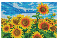 Diamond Art Solsikkemark lærred 20 x 30 cm