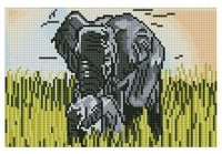 Diamond Art Elefanter på græs lærred 20 x 30 cm