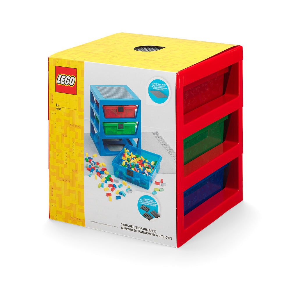 LEGO opbevaring med 3 skuffer - rød