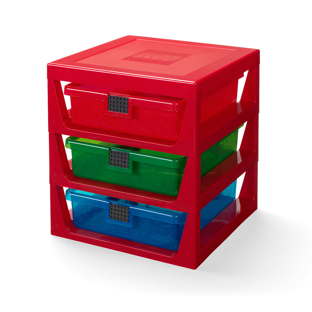 LEGO opbevaring med 3 skuffer - rød
